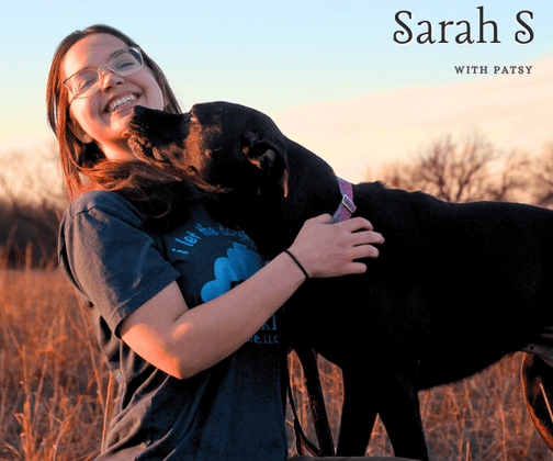Pet sitter, Sarah S, with her dog, Patsy